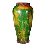 Interesting Fiberglass, Inlaid Bark, and Seed Pod Trim Vase