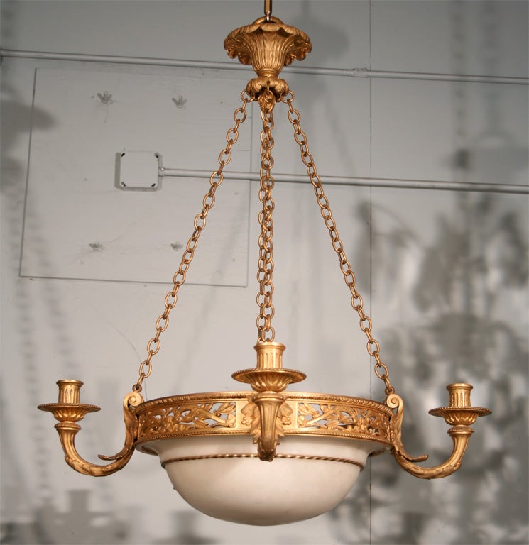 Antique Alabaster Chandelier