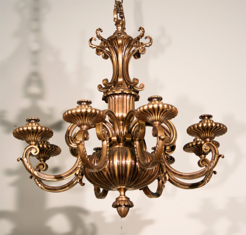 Fluted Cast Brass Chandelier