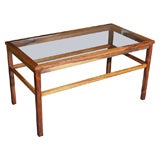 Rectangular Rosewood Coffee Table with Glass Top