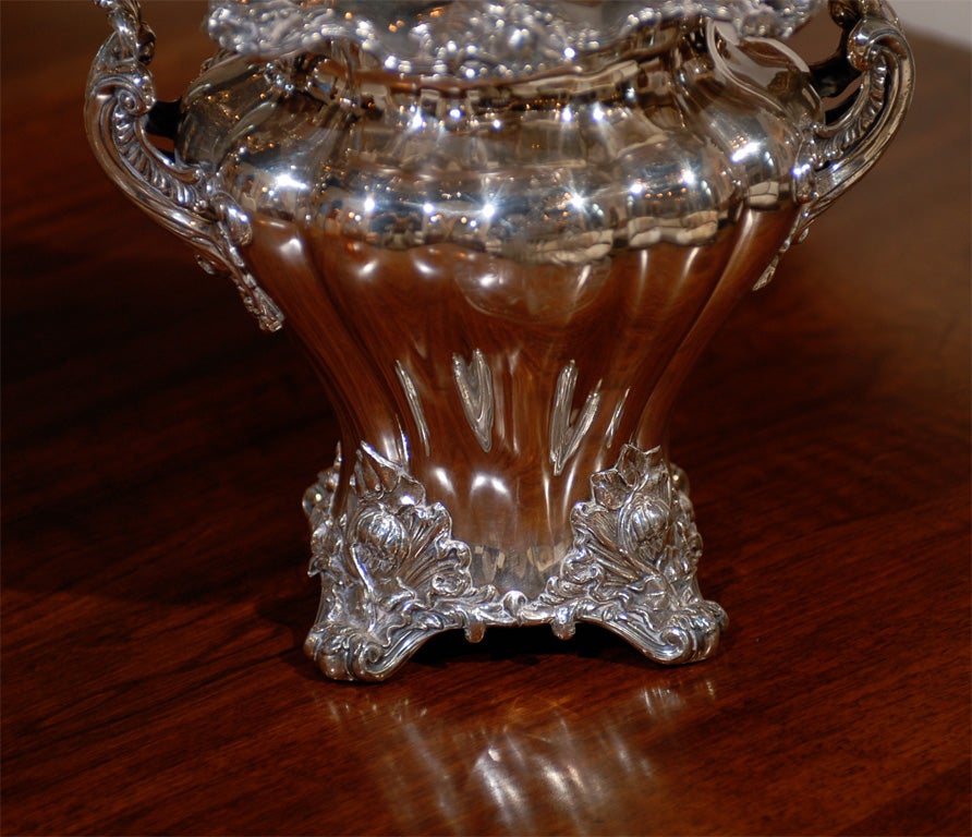 19th Century French Rococo Revival Silver Plated Champagne Bucket with Scrolling Feet