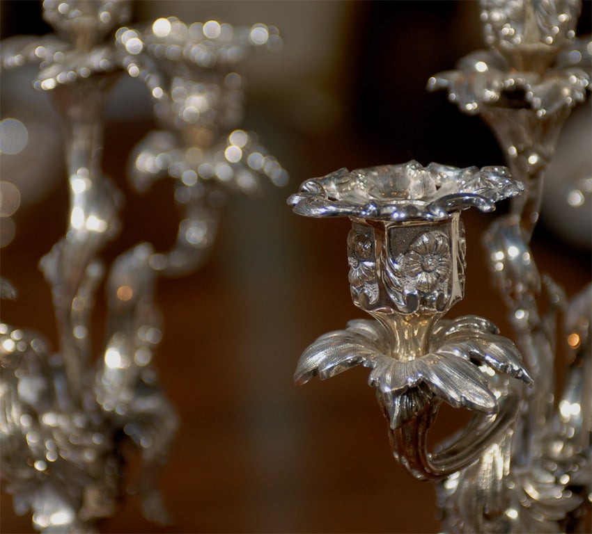 Pair of Swedish Silver Candelabras from Stockholm by Gustaf Möllenborg 1
