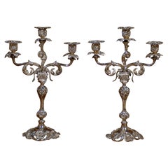 Pair of Swedish Silver Candelabras from Stockholm by Gustaf Möllenborg