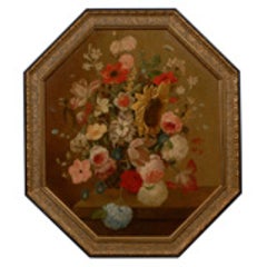 French Oil On Canvas Painting of Flowers c.1820 11