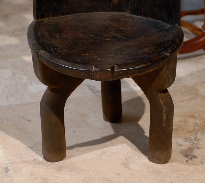 Tanzanian African Highback Chair with Face and Bone Eyes