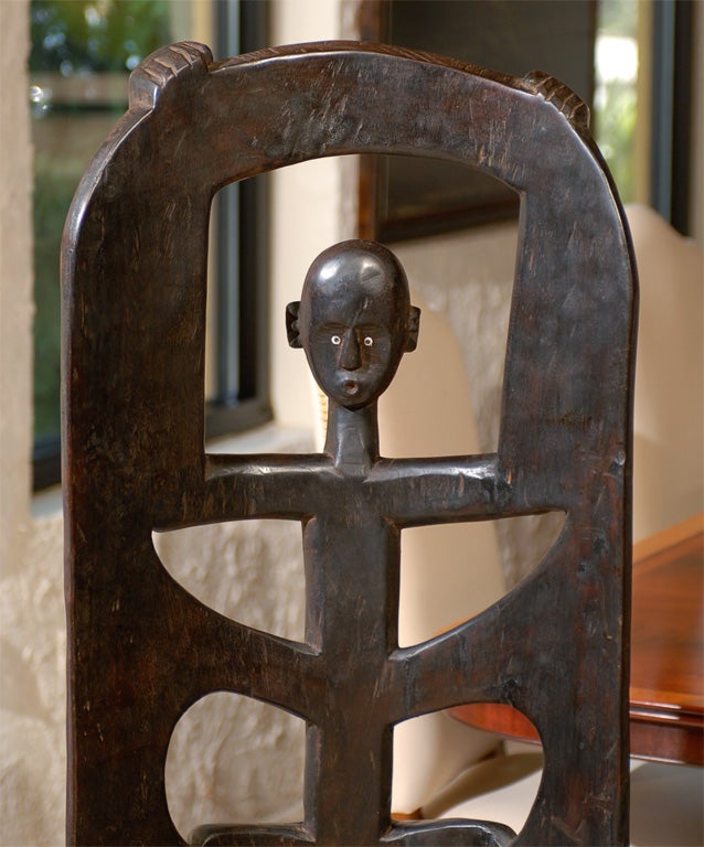 20th Century African Highback Chair with Face and Bone Eyes