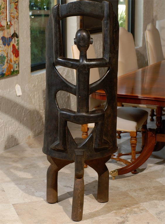 African Highback Chair with Face and Bone Eyes 1