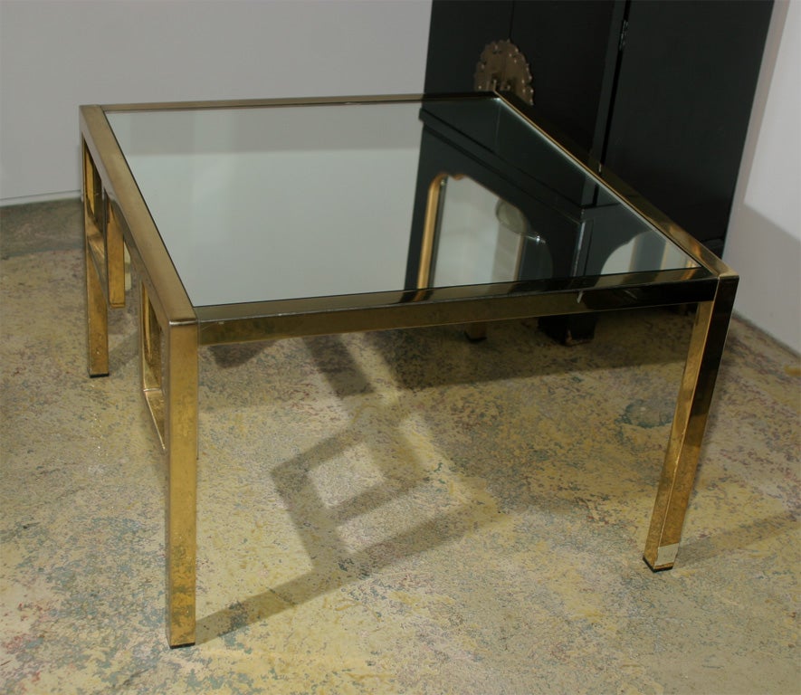 Pair of Mirror Topped Brass and Chrome Low End Tables 1