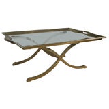 Heavy Bronze and Glass Tray Top Coffee Table