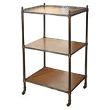 Three Tier Brass and Leather Trolley