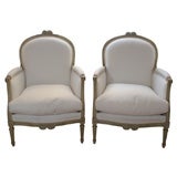 Louis XV Style Cream Painted Fauteuils
