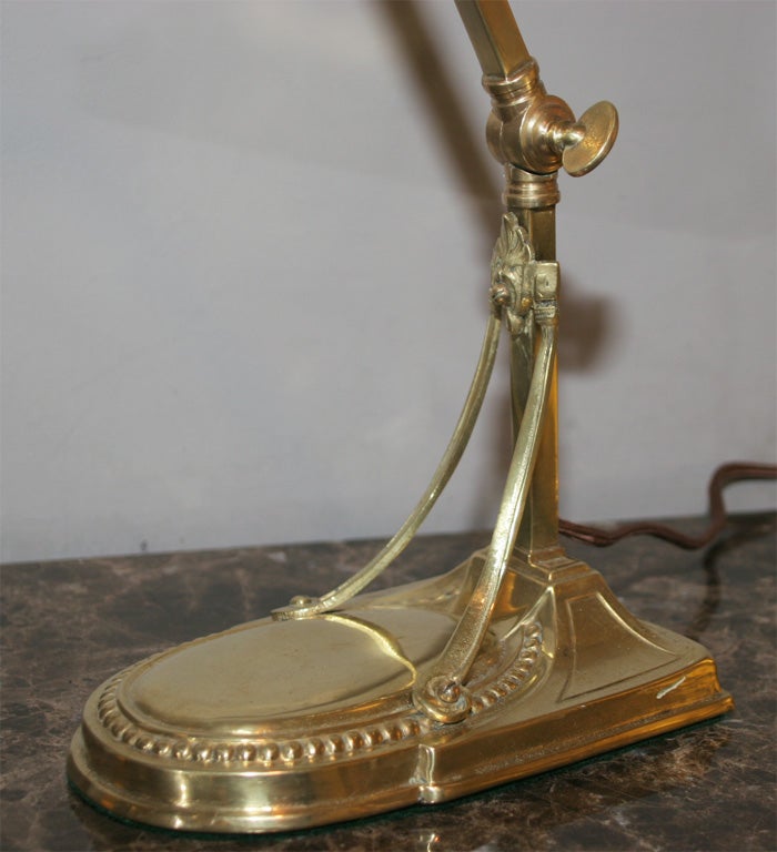 German Articulated Jugendstil Brass and Jewel Table Lamp