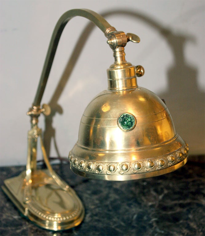 Articulated Jugendstil Brass and Jewel Table Lamp 2