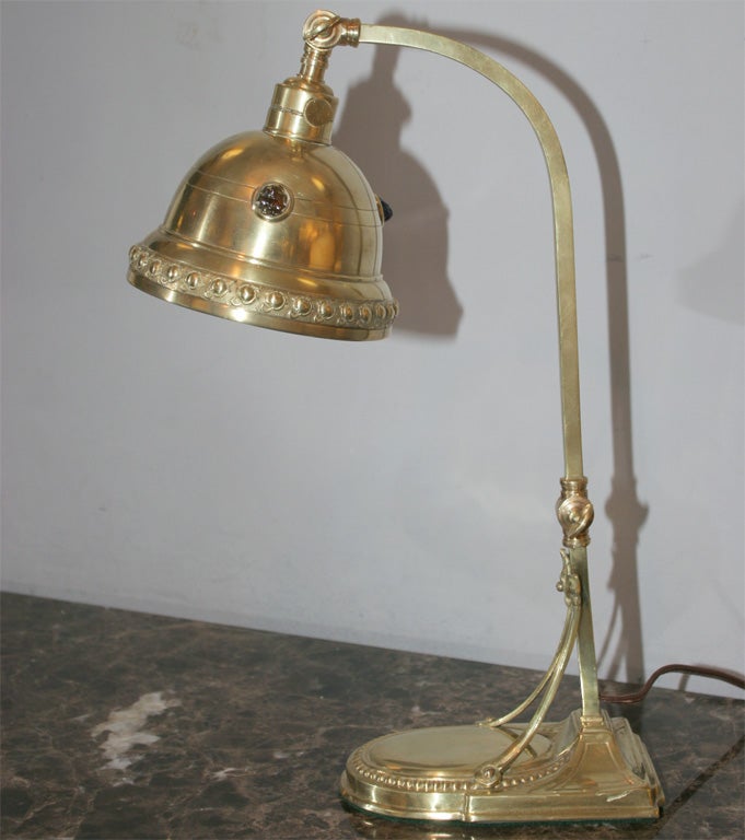 Articulated Jugendstil Brass and Jewel Table Lamp 3