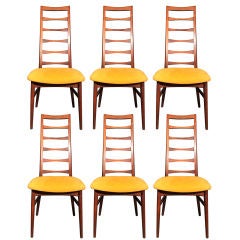 Set of Six  Ladder Back Dining Chairs Attributed to Niels Otto Møller