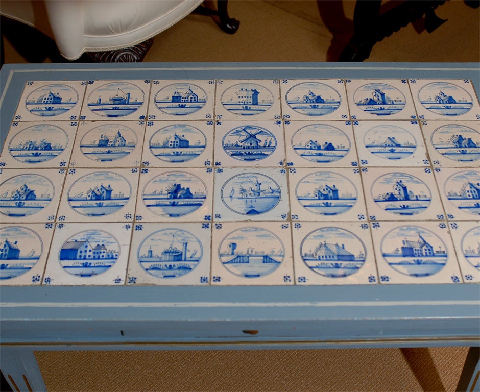 Swedish Tile Top (Delft) Coffee Table For Sale 3