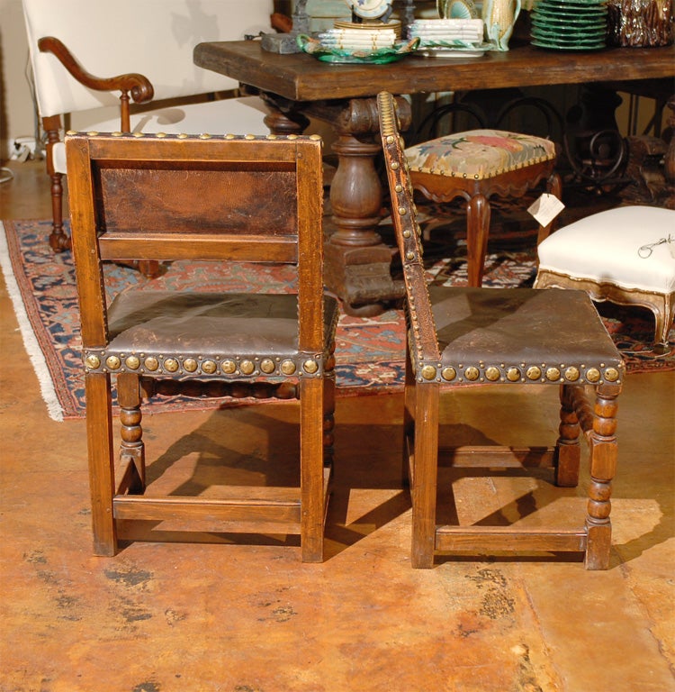 Pair of French leather chairs
