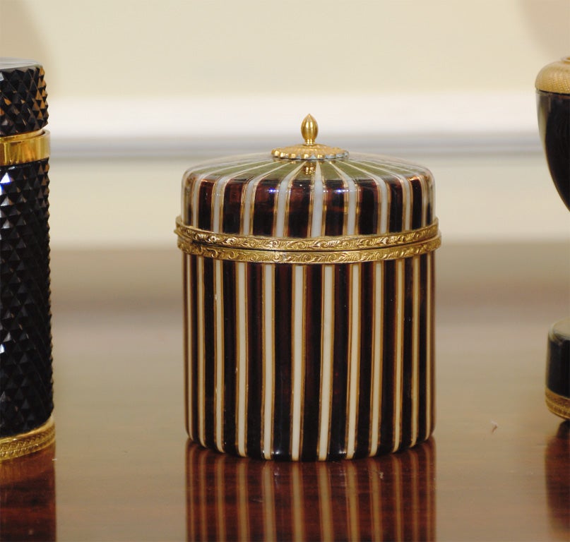 Ormolu Set of Three French Dressing Table Jars For Sale