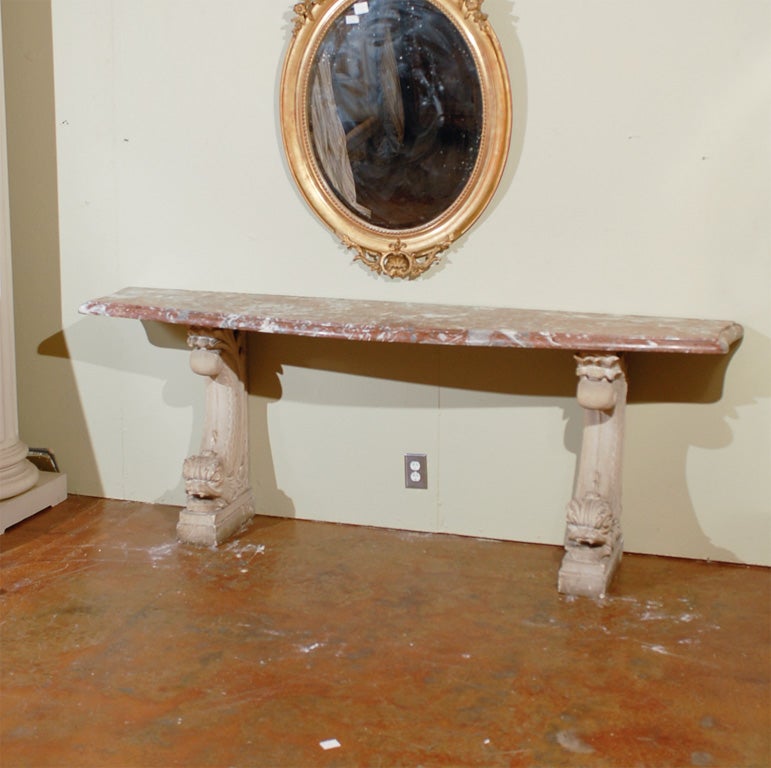 Italian Console with Dolphin Pedestal Legs