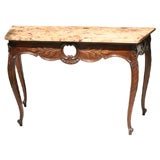 Continental Marble Top Walnut Console, Louis XV Style