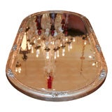 ENGLISH SILVER-PLATE WITH BEVELED MIRROR OVAL PLATEAU
