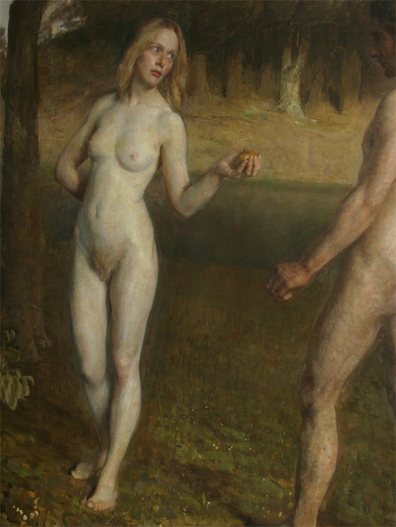 Canvas Adam & Eve by Julius Paulsen For Sale