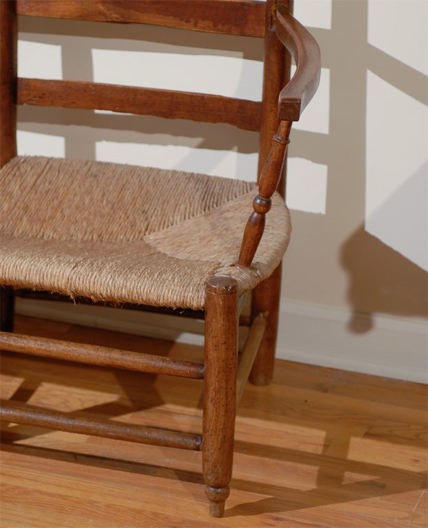 Fruitwood 19th Century French Bench with Rush Seating