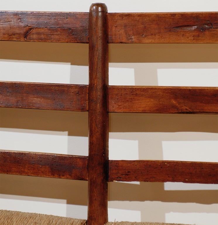 19th Century French Bench with Rush Seating 3