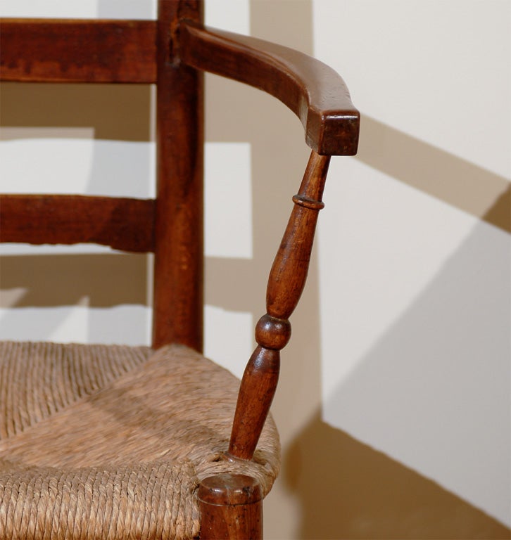 19th Century French Bench with Rush Seating 5