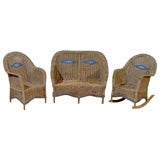 Antique 20th Century American Art Deco Wicker Child's Sofa Set