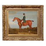 19th Century British Painting of a Horse and Rider, signed TC