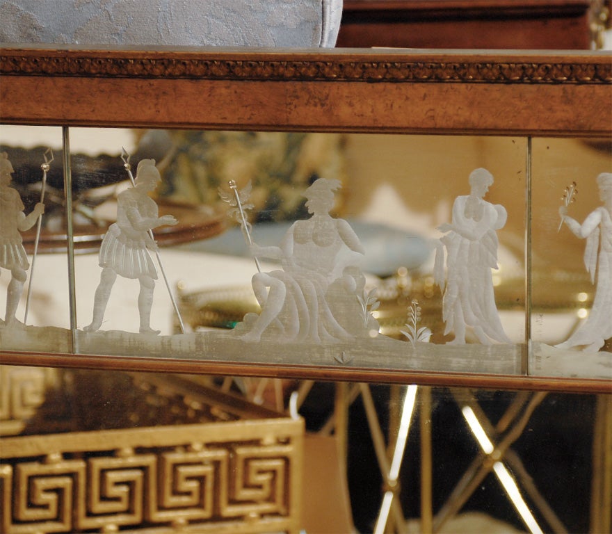 Early 20th Century Georgian Style Over Mantle Mirror with Etched Panels 1