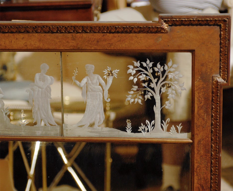 Early 20th Century Georgian Style Over Mantle Mirror with Etched Panels 2