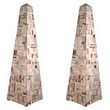 Pair of Patchwork Obelisks from Vintage Wood