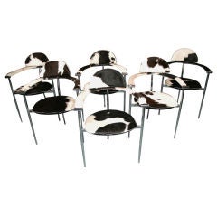 Set of Six Mid Century Chairs with Hide Covering
