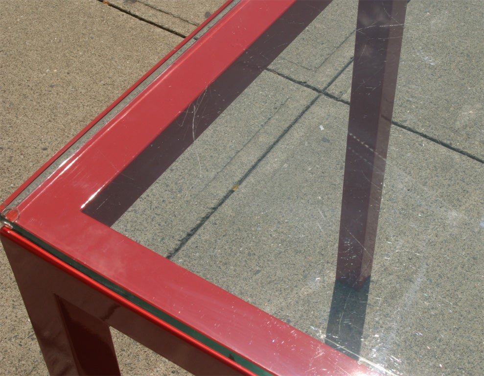 Vintage Lacquered Steel Console or Sofa Table 2