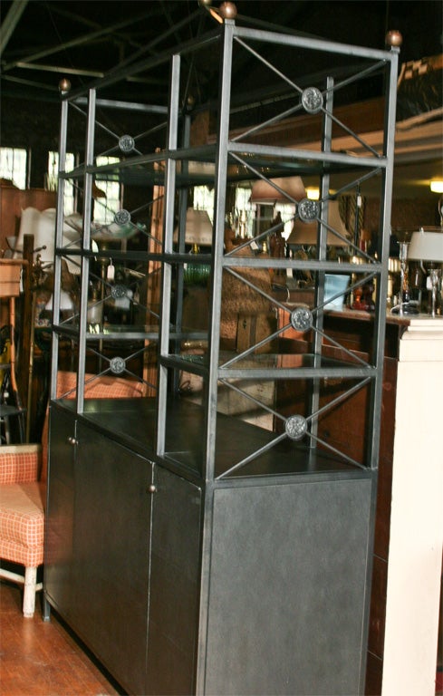 A Large Iron and Wood Etagere Cabinet 3