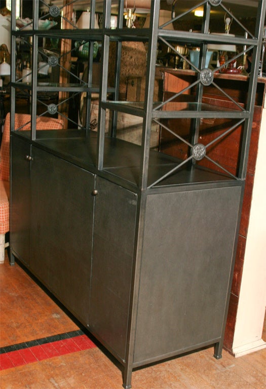 A Large Iron and Wood Etagere Cabinet 4