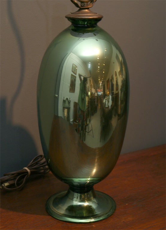Mid-20th Century Green Mercury Glass Lamp