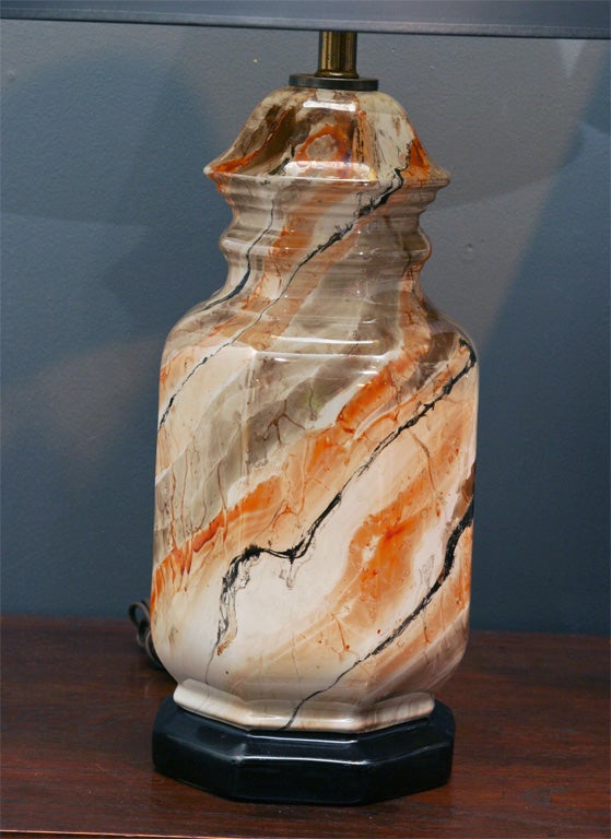 Pair of Faux Marble Ceramic Lamps 2