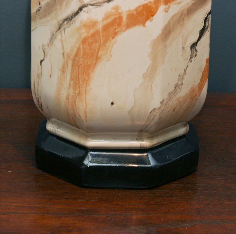 Pair of Faux Marble Ceramic Lamps 4