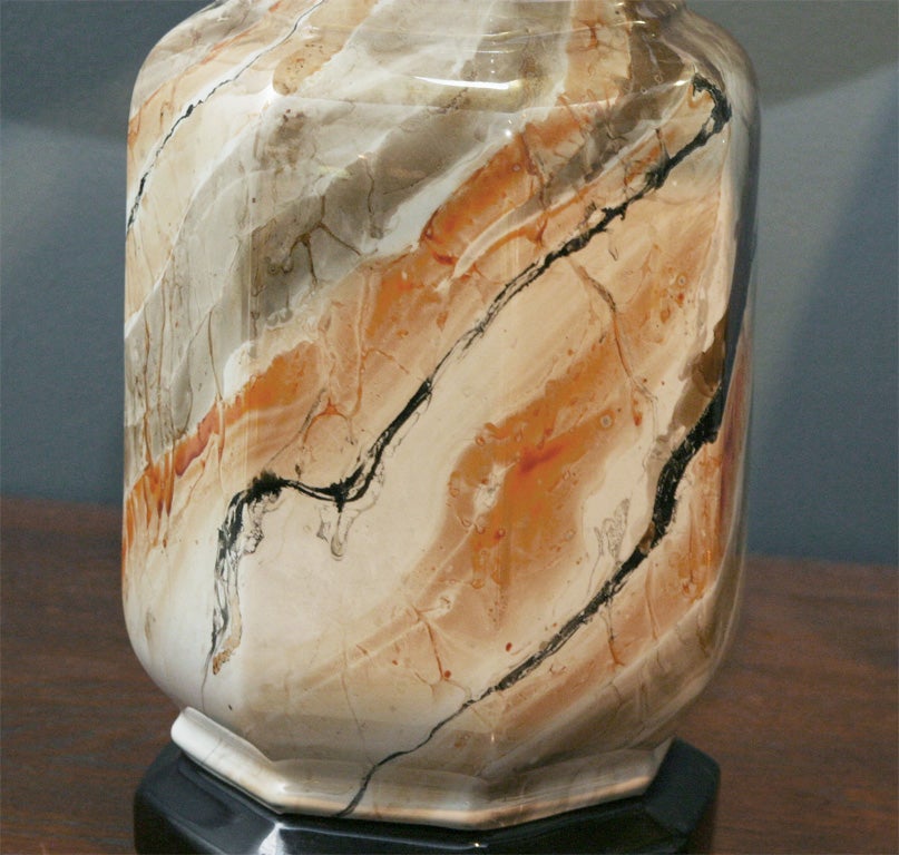 Pair of Faux Marble Ceramic Lamps 5