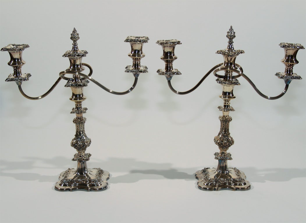 Pair of Baroque style 3-branch candelabre