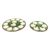 Vintage Set of French Majolica Oyster Plates