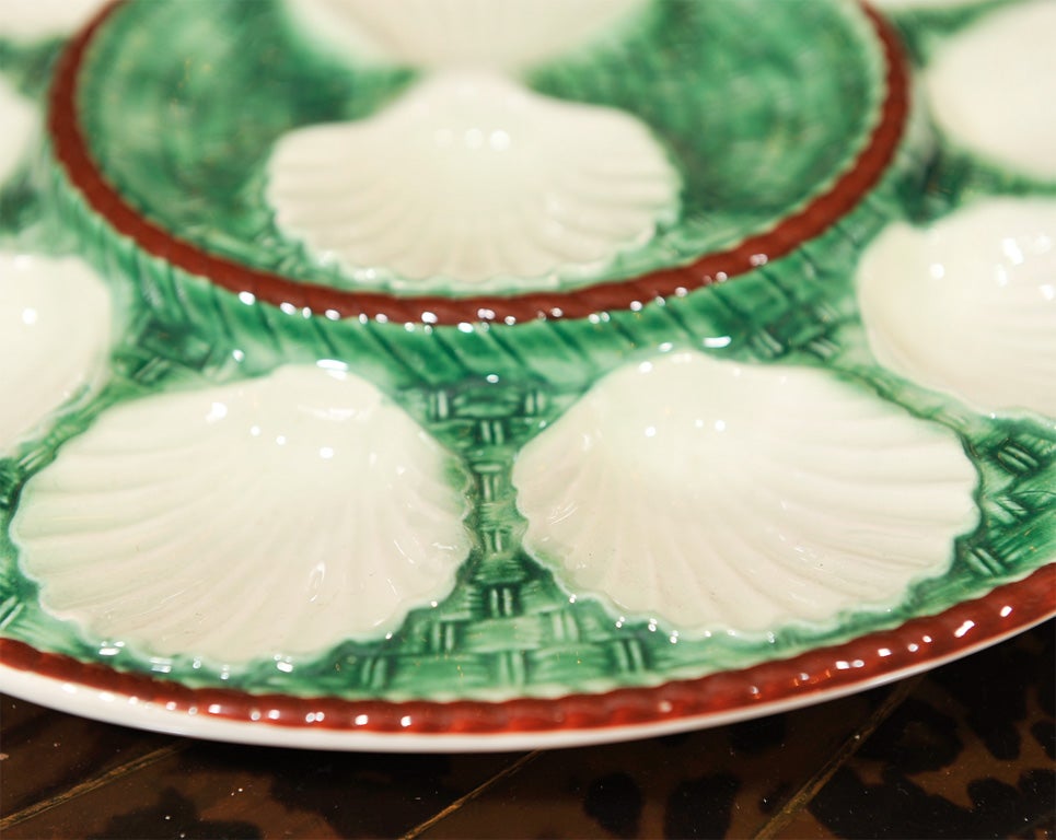 Mid-20th Century Set of French Majolica Oyster Plates