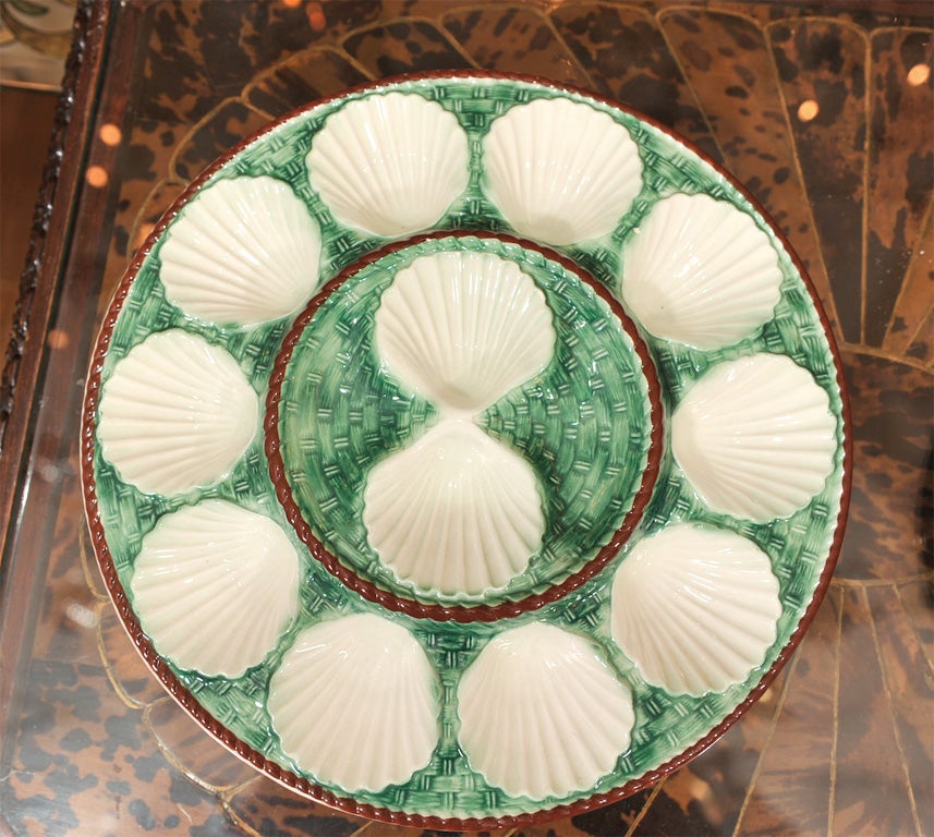Set of French Majolica Oyster Plates 2