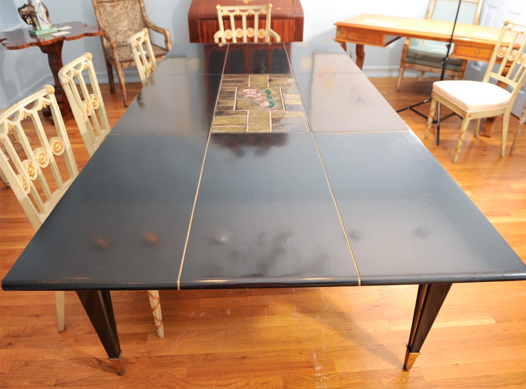 An Art Deco Ebony and Ormolu Mounted Dining Table For Sale 4