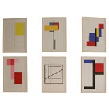 "Chemin 1" Set of Six Framed Silk Screen Prints by French Artist Michel Seuphor