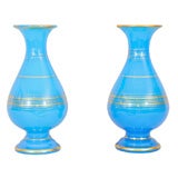 Pair Charles X Blue Opaline Vases, France, c. 1835