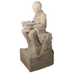 Antique 19th Century Carved Stone Statue of a Boy from Lyon, France 2